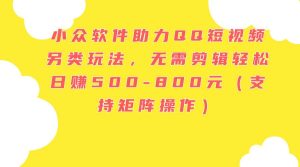 小众软件助力QQ短视频另类玩法,无需剪辑轻松日赚500-800元(支持矩阵...-轻创网
