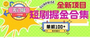 短剧掘金合集2.0  无门槛没成本 有手就行 单机100+-轻创网