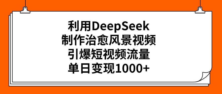 利用DeepSeek制作,治愈风景视频,引爆短视频流量,单日变现1000+-轻创网