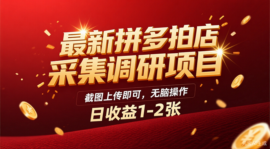 最新拼多多拍店采集调研项目,截图上传即可,无脑操作,日收益1-2张-轻创网