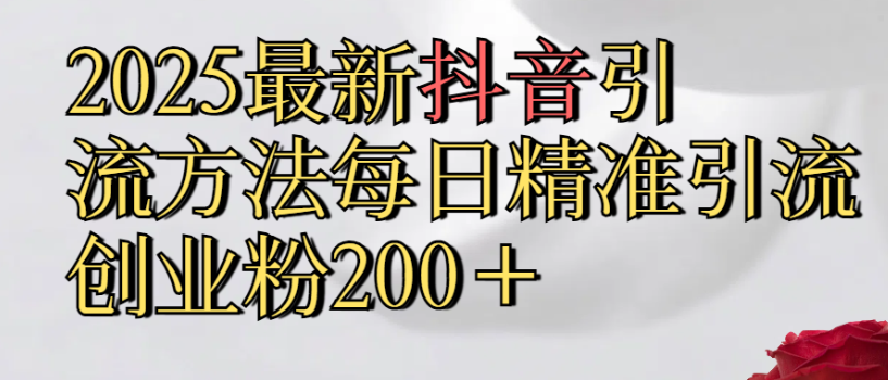 2025最新抖音引流,方法每日精准引流创业粉300+-轻创网
