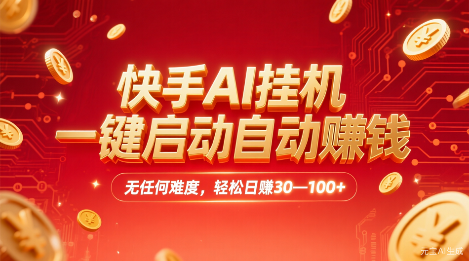 快手AI,一键启动自动赚钱 无任何难度,轻松一天30—100+-轻创网