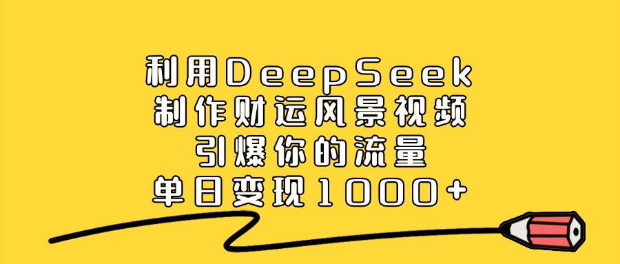 利用DeepSeek制作财运风景视频,直接引爆你的流量,单日变现1000+-轻创网