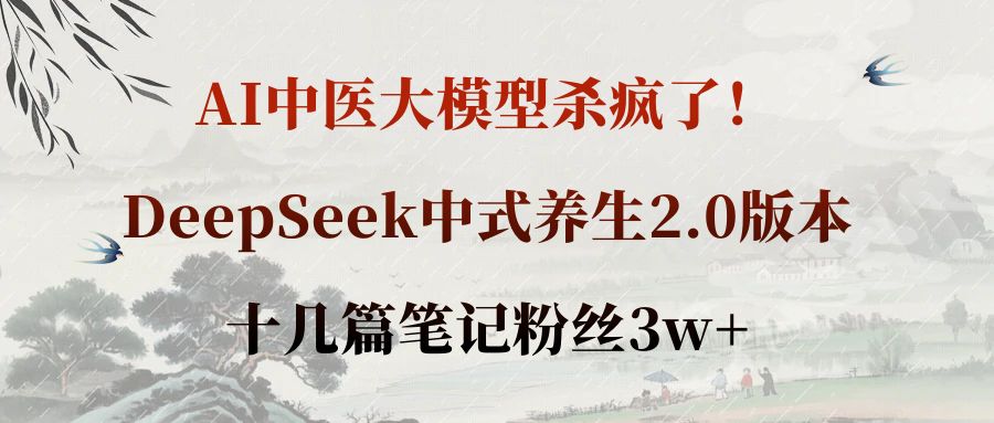 AI中医大模型杀疯了！DeepSeek中式养生2.0版本，十几篇笔记粉丝3w+-轻创网
