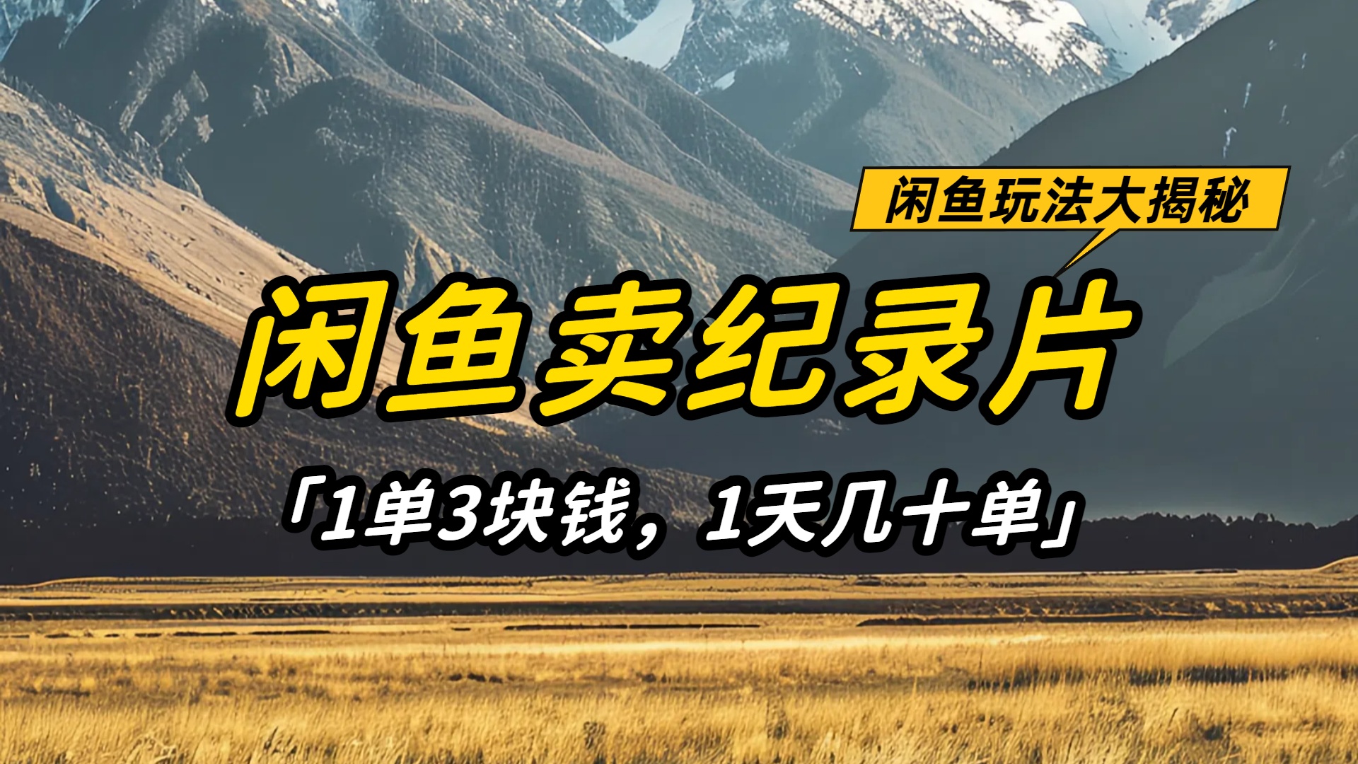 闲鱼卖纪录片1单3块钱,1天几十单,项目稳定有潜力-轻创网