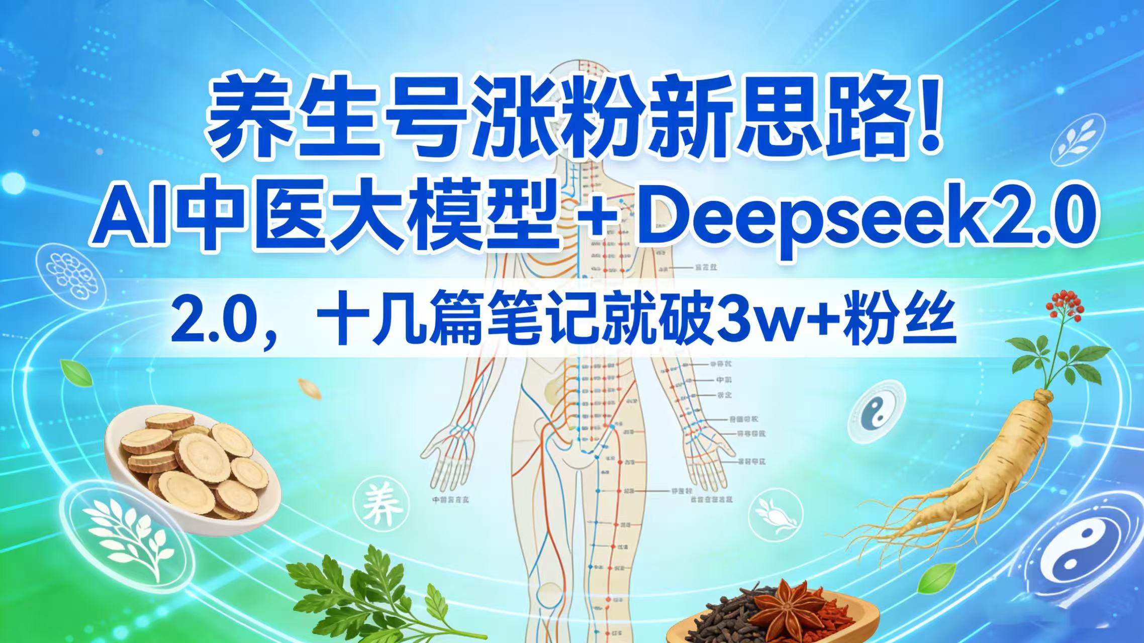 养生号涨粉新思路！AI 中医大模型 + Deepseek 2.0，十几篇笔记就破 3w + 粉丝-轻创网