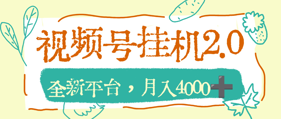 视频号挂机2.0玩儿法，全新平台，月入4000+-轻创网